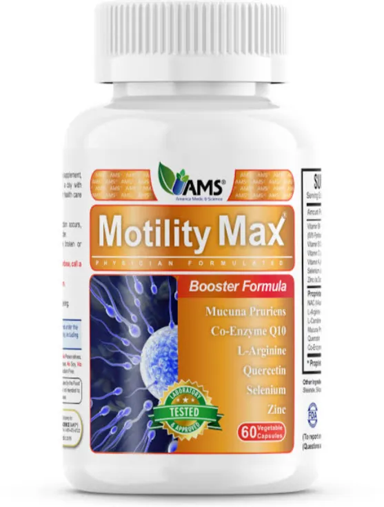 AMS Motility Max (60 veg Capsules)مكمل غذائي لدعم خصوبة الرجال وتحسين جودة الحيوانات المنوية.