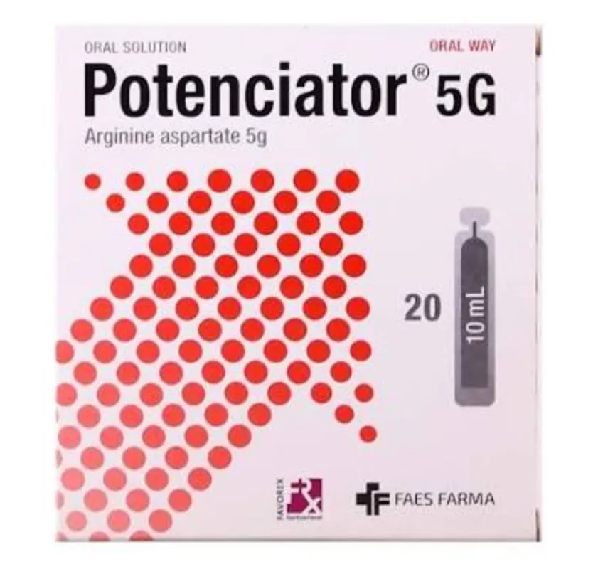 Potenciator 5G (Arginine Aspartate 5 g) محلول فموي يحتوي على أرجينين أسبارتات لدعم الطاقة والتعافي.