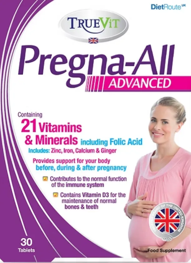Pregna-All Advanced مكمل غذائي لدعم المرأة قبل الحمل وأثناءه وبعده.