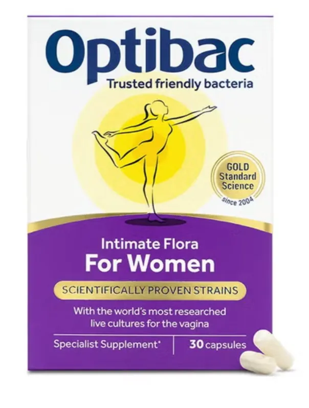 Optibac Intimate Flora For Women بروبيوتيك مخصص لدعم صحة المنطقة الحميمة لدى النساء.