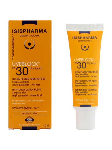 ISIS PHARMA UVBLOCK SPF30 DRY TOUCH INVISIBLE - 40ML | ايزس فارما واقي شمسي مع عامل حماية 30% - 40 مل