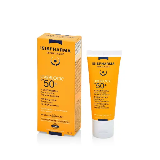 واقي شمس من إيزيس فارما بعامل حماية من الشمس 50+ سائل خفيف غير مرئي 40 مل _ ISIS Pharma Sun Protection Uveblock 50+ Light Fluid Iinvisible 40ml 