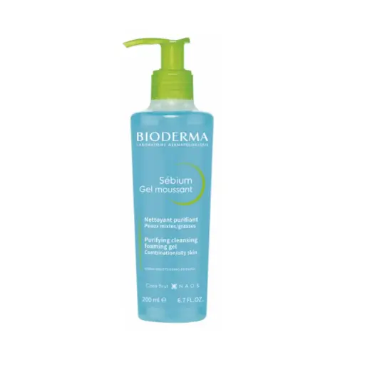 BIODERMA SÉBIUM GEL MOUSSANT-بيوديرما جل من اجل البشرة المختلطة إلى الدهنية غسول لطيف ومنقي للبشرة. يزيل الشوائب، و يقلل من لمعان البشرة 500ml 